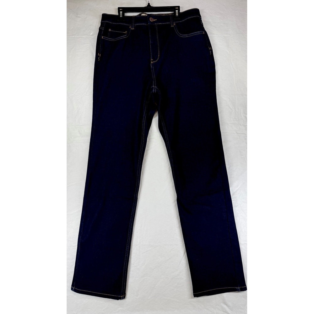 Soft Surroundings Ultimate Denim Fly Front Straight Leg Jeans Women's 14 Dk Blue